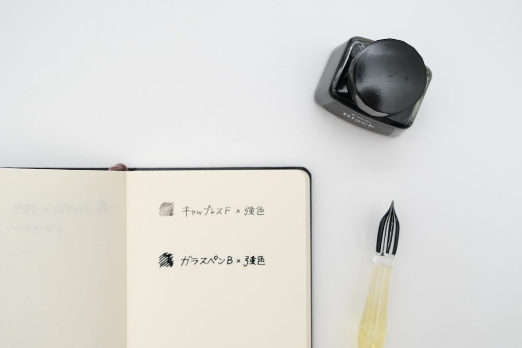 パイロット万年筆顔料インク「強色」でノートに書いた様子